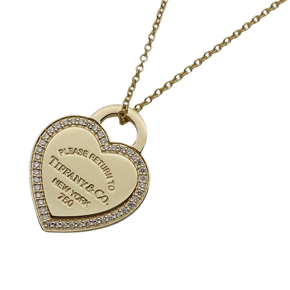 TIFFANY Jewelry - Tiffany & Co. Women's Necklace, 750YG Diamond, Return to Heart Tag, Yellow Go...